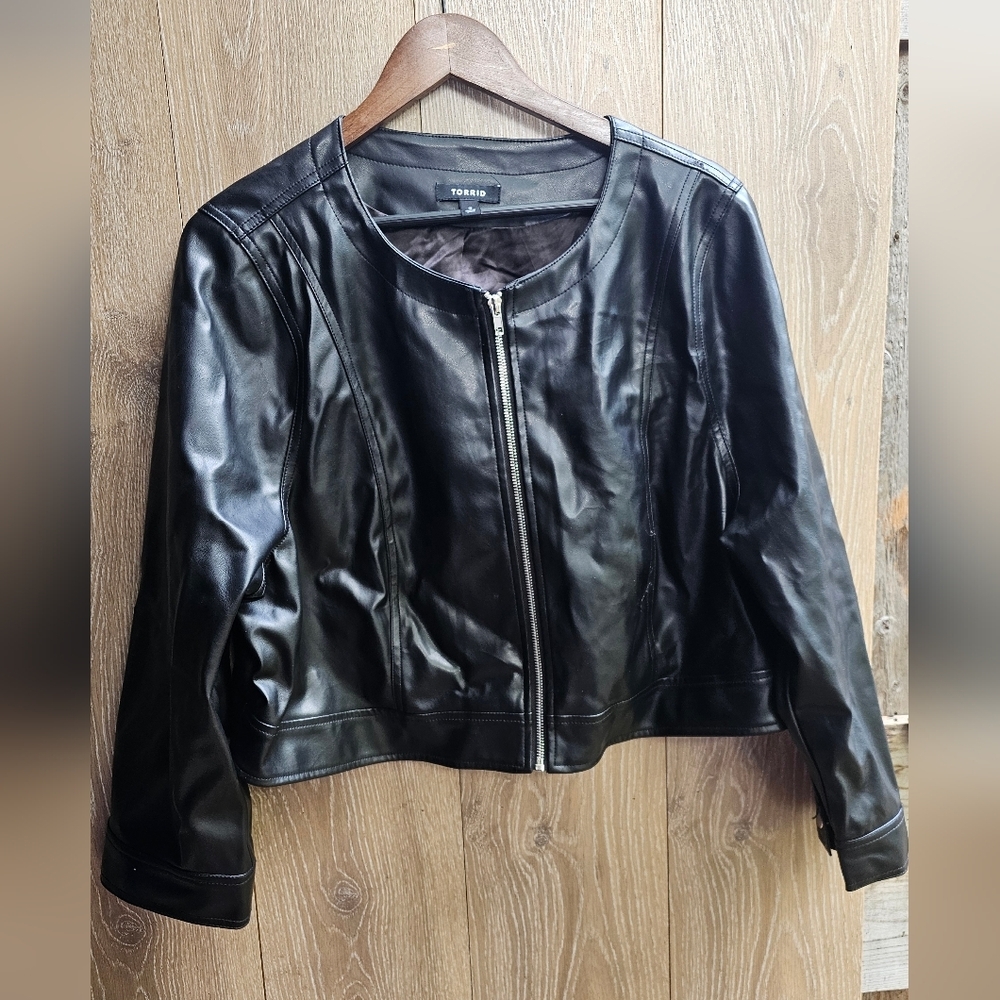 Torrid Classic Black Faux Leather Jacket Plus Size